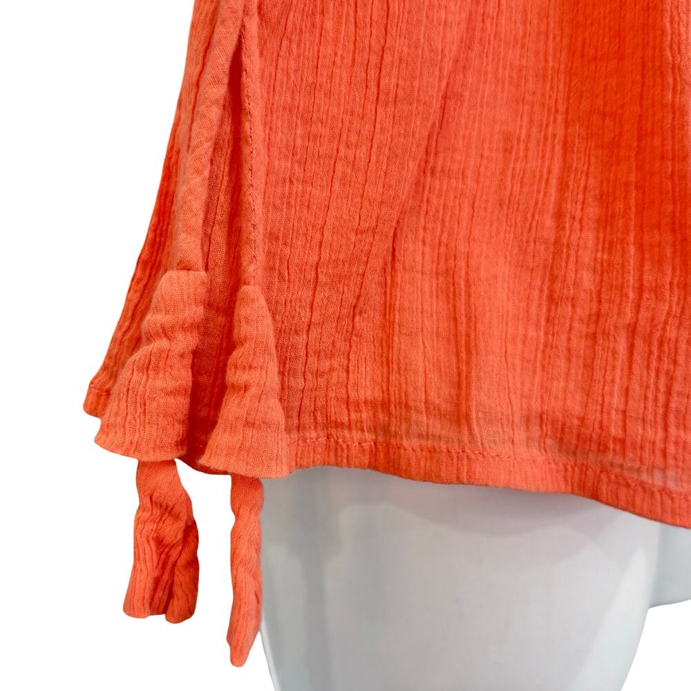 Joie Orange Lytle Sleeveless Drawstring Tassel 100% Cotton Gauze Tank Top size S - Picture 6 of 9